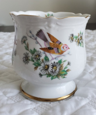 Lenwile Ardalt Hand Painted White Porcelain Vase Birds & Flowers Japan
