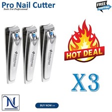 3 Pack Finger Nail Clippers Stainless Steel Compact Nail Cutters with File