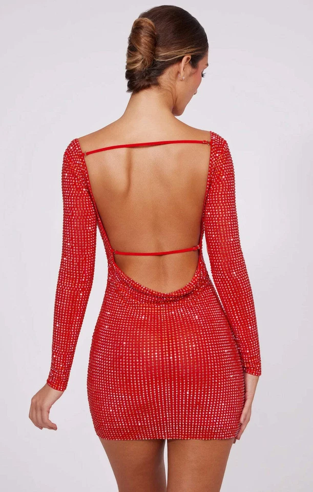Oh Polly Womens Red Sequin Mini Dress - Image 2 of 4