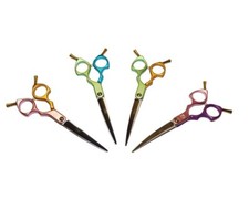 6 Inch Colorful Curved Shears For Dog Grooming Light Weight Ergonomic Design