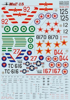 Print Scale Decals 1/72 Mikoyan-Gurevich MiG-15 Decals