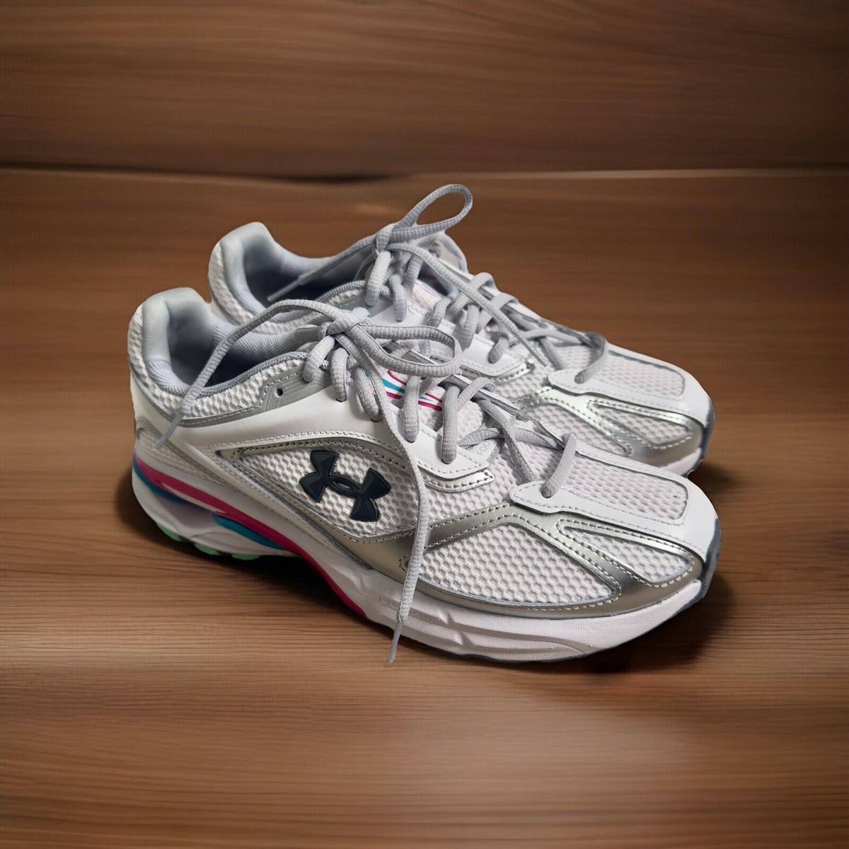 Under Armour UA Apparition Shoes M7/W8.5 White Castlerock Fuchsia