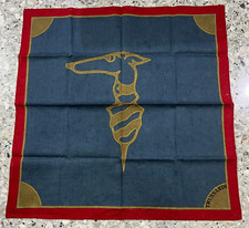 MAN HANKY CLASSIC VTG BLUE BROWN RED MONOGRAM COTTON POCKET ART SQUARE 20   M02