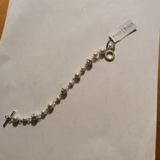  28 White House Black Market pearl  pave silver ball bracelet 7.5" B127