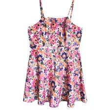 Shein Curve Sz 0XL Floral Print Spaghetti Straps Dress Pink Purple