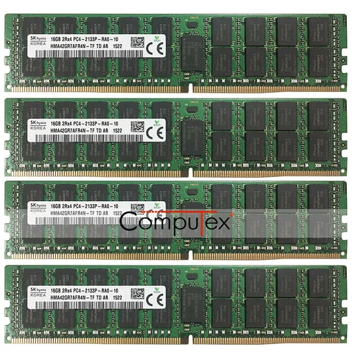 For Hynix 64GB 4x16GB PC4-2133P DDR4 2133 MHz 288 Pin ECC Registered Server RAM