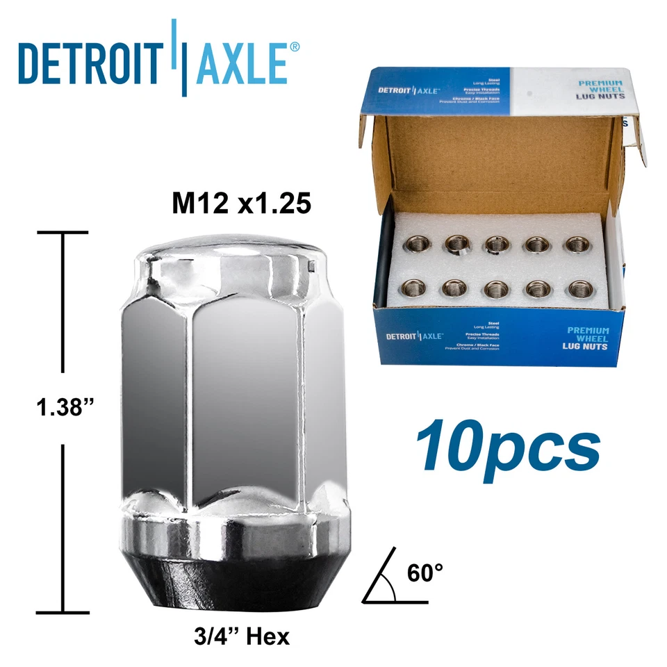10 tuercas de rueda cromadas 12x1,25 para Subaru Impreza Legacy Forester Outback Foto 3 de 4