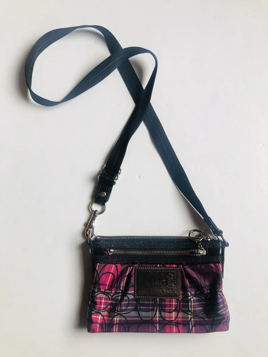 Medium Crossbody Bag Plaid Pattern Nylon