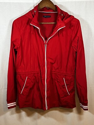 TOMMY HILFIGER WOMENS RAIN WIND GYM JACKET RED