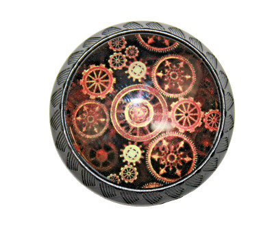 Steampunk Gears Background : Gradient Mash : Glass Cabinet Knob : Dark {1122}