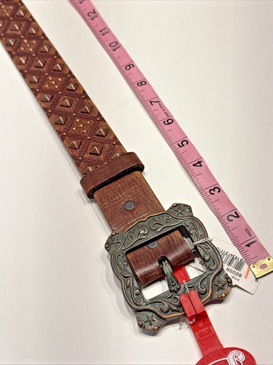 NWT $74 Justin Rough Diamond Studded Western Belt Brown  display picture 3