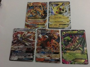Pokemon Card Lot Of 5 Mega Charizard Ex Gx Pikachu Ex Solgaleo Gx
