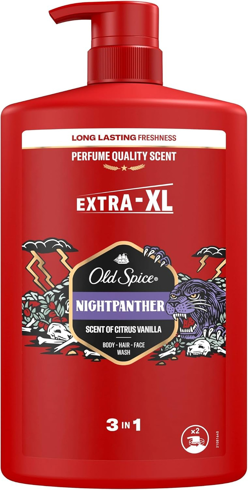 Old Spice Night Panther Men’S Shower Gel & Shampoo 1000Ml Multi-Use 3-In-1 Hair-