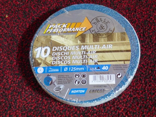 Lot de 10 disques abrasifs NORTON, 125 mm, grains 40 MULTI-AIR Auto-Agrippants