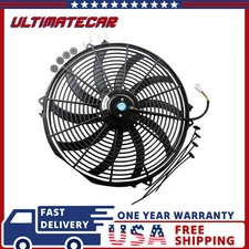 16 inch Universal Slim Fan Push Pull Electric Radiator Cooling 12V w/ Mount Kit