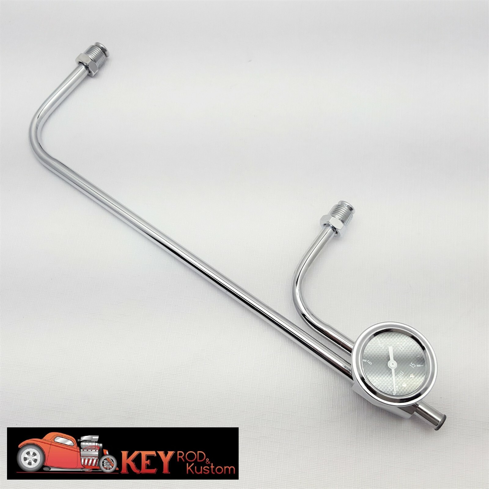 Chrome dual fuel line feed Holley 4160 vacuum secondary carb 8-21/32