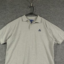 IZOD Polo Shirt Mens Large Grey Golf Short Sleeve V Neck Button Up Collared