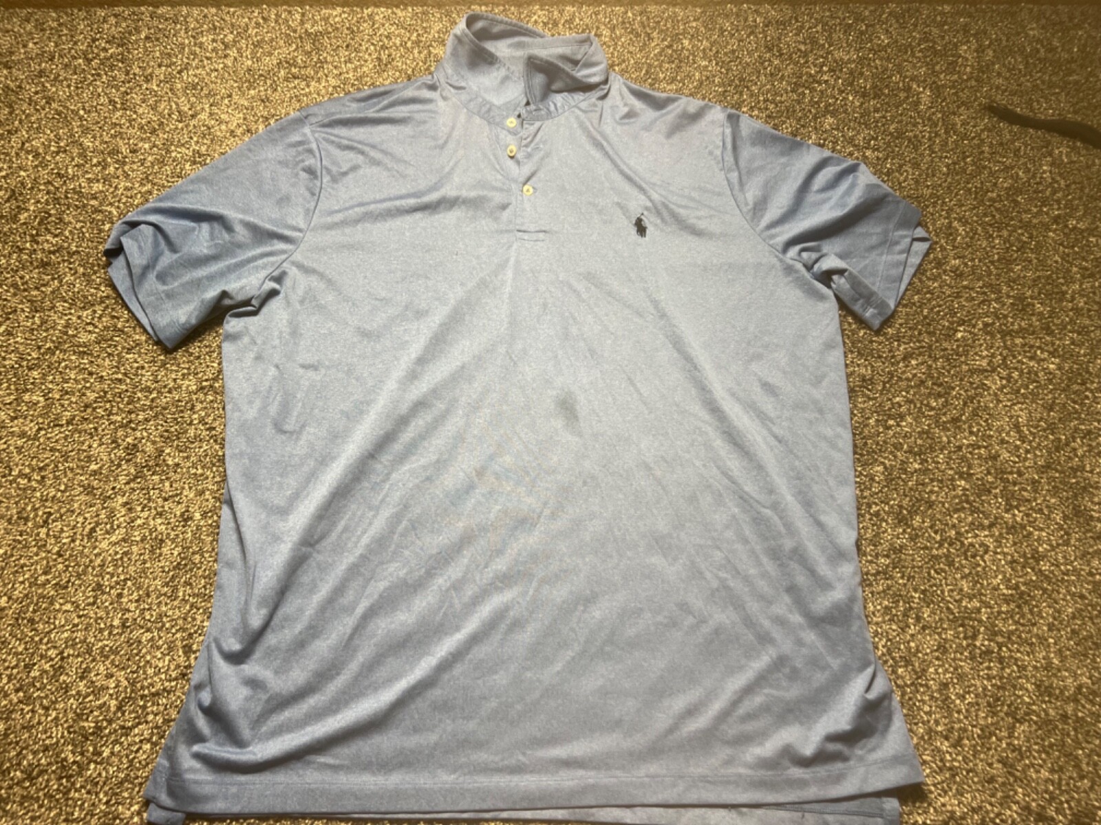 Polo Ralph Lauren Performance Camicia Uomo XL Blu Manica Corta Pony Elasticizzata *