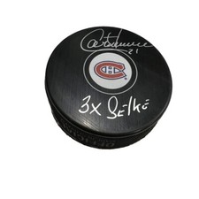 GUY CARBONNEAU Signed Montreal Canadiens Puck - 3x Selke Inscription