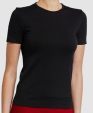  150 Helmut Lang Women's Black Stretch Crew-Neck Short-Sleeve T-Shirt Size M