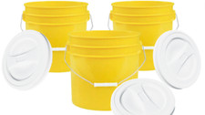 2 Gallon Yellow Food Grade Buckets BPA Free Pails with Screw on lids 3 Pack 