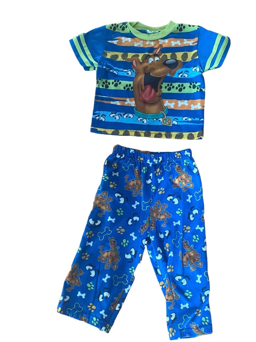 Vintage Scooby Doo Pajamas Pieces Boys Size 2T Blue Short Sleeve