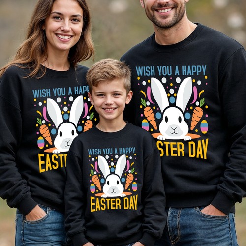 Family Bunny Happy Easter Sweatshirt Jumper Festival Holiday Party Matching #ED - Picture 8 of 27