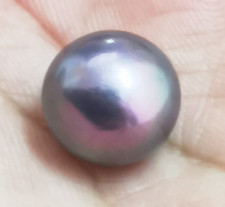 Huge 15mm South Sea Genuine Black Purple Round Loose Pearl Undrilled Jewelry 116