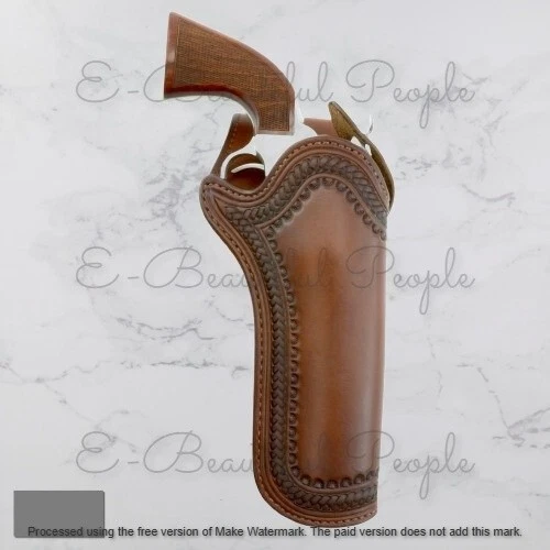 Leather Gun Holster Hand Tooled Barrel Size Revolver 4" - 7.5" Cowboy Western - Image 4 of 4