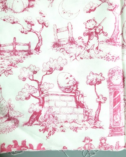 Brother Sister Design Studio Fabric Cotton Kids Rhymes Prints Pink White  0.5 yrd