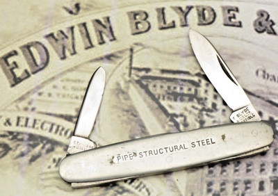 Vintage E BLYDE & CO LTD SHEFFIELD Senator Penknife Metal Handles - Advertising