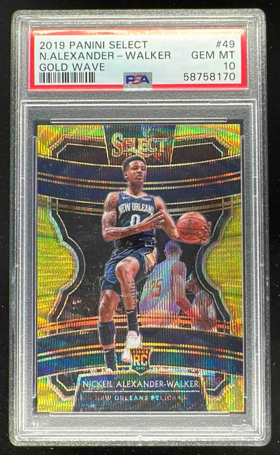 2019 Select Gold Wave Prizms #49 Nickeil Alexander-Walker RC Concourse PSA 10