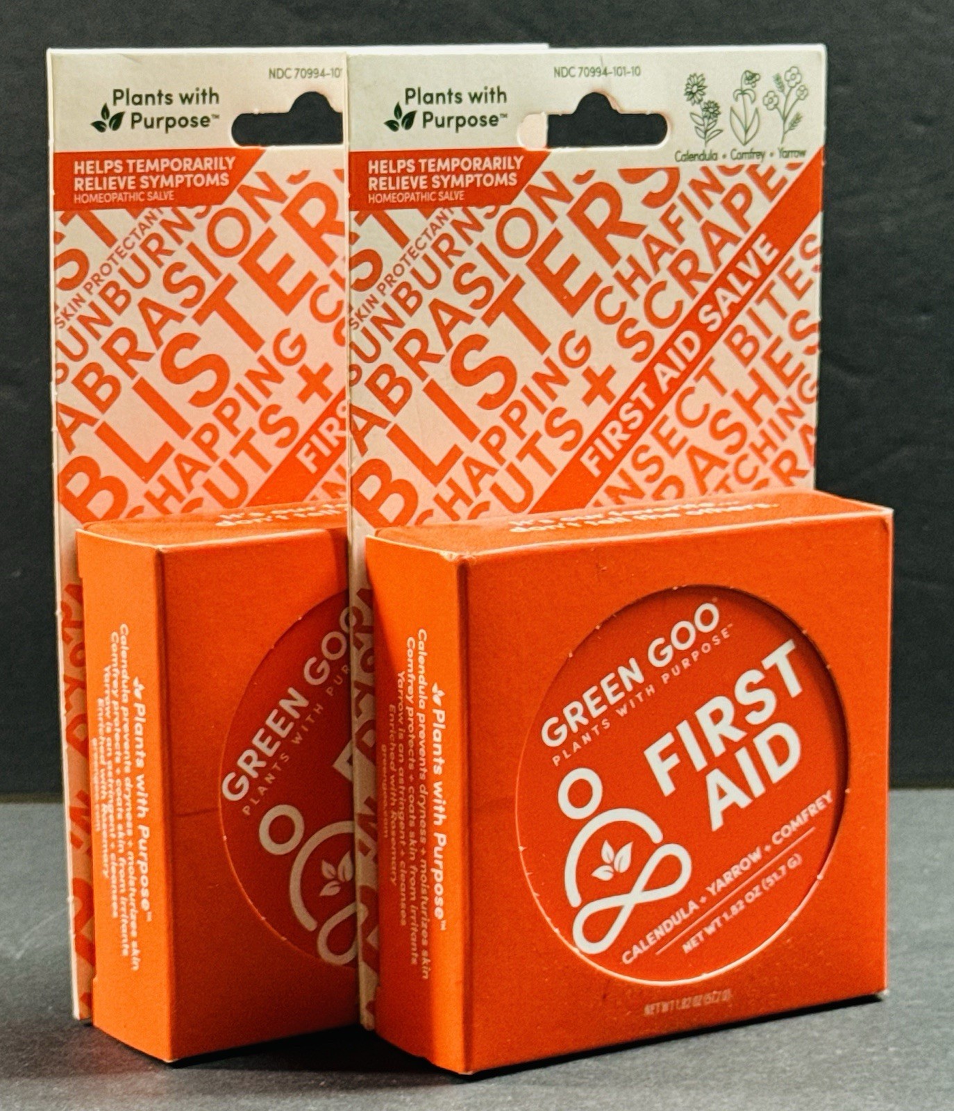 2 GREEN GOO - First Aid - All Natural Plant Based Ingredients 1.82 Oz, BB: 01/26