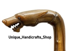 Wolf design wooden walking stick hand carved for men women walking cane gift F