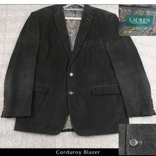 Lauren Ralph Lauren Men's 44R Black Corduroy Blazer Sport Coat Paisley Lined
