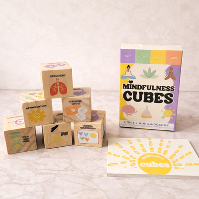 Mindfulness Cubes 6 Wooden Dice and Mini Guide Book Thousands of Combinations