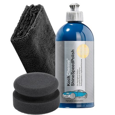 Koch Chemie Shine Speed Polish 500ml Handpolitur Set Autopolitur Schwamm Tuch