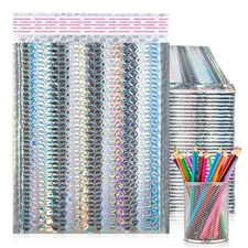 Holographic Metallic Bubble Mailers 7.25x11" 200 Pack Self-Seal