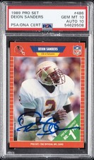 1989 PRO SET #486 DEION SANDERS ROOKIE RC PSA 10 AUTO 10