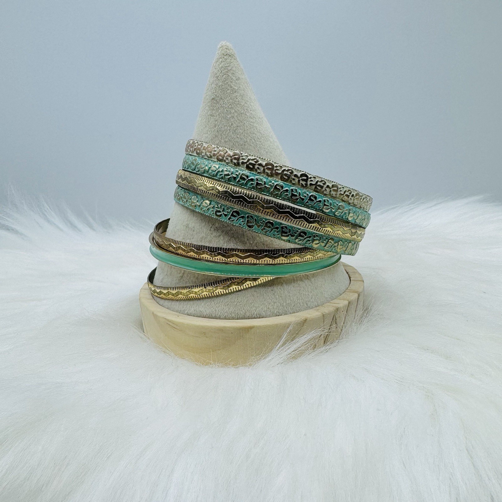 Mint & Gold Statement Bangle - image 1