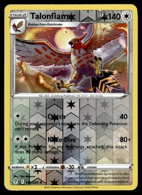 Talonflame 140 Reverse Holo | Pokemon Evolving Skies | englisch | Near Mint