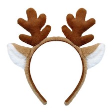 Versatile Reindeer Antlers Headband - Soft Faux Fur for Costumes  Casual Wear