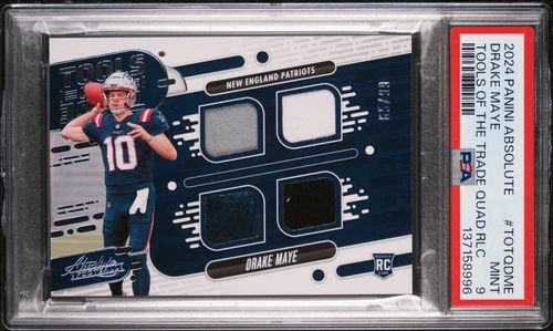 2024 ABSOLUTE DRAKE MAYE TOOLS OF THE TRADE QUAD PATCH ROOKIE /99 PSA 9 *POP 2*