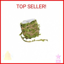 Tenn Well Burlap Leaf Ribbon, 66 Feet 5mm Natural Jute Twine Ribbon with Artific