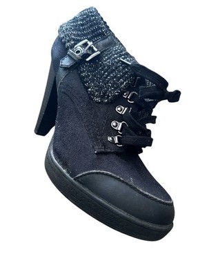 Limelight Women s Ladies Trendy Black Faux Suede 4  Heel Lace Up  Ankle Boots