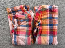 2x Cat  Jack One Piece Pajamas Girls Youth XS 4/5 Plaid Hooded Fleece Kids
