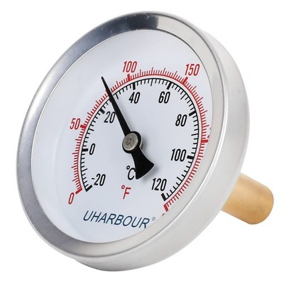 2-1/2'' Dial Water Thermometer, 0-250°F / 1.75Stem( 2-1/2 ), Silver