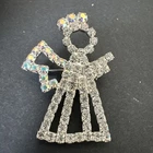 Vintage  EISENBERG ICE Silver Clear Rhinestone ANGEL Christmas Brooch Pin