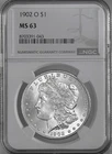 1902-O  $1  MORGAN SILVER DOLLAR  "NEW ORLEANS"  NGC MS63  #8703391-043