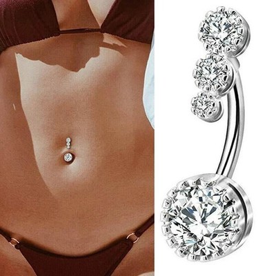 2CT Round Cut lab-Created Diamond Women' Belly Button Ring 14K White Gold Plated